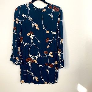 Floral Ganni long sleeve shift dress
